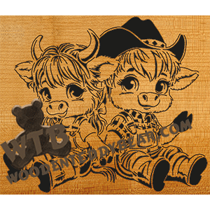 Cow Kids - Advanced | Fretwork Scroll Saw Pattern | Wooden Teddy Bear