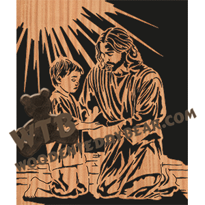 Jesus and Boy - Advanced | Fretwork Scroll Saw Pattern | Wooden Teddy Bear