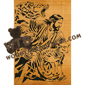 Jesus Protecting Lamb #1 - Advanced | Fretwork Scroll Saw Pattern | Wooden Teddy Bear