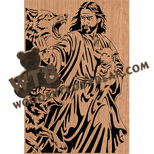 Jesus Protecting Lamb #2 - Advanced | Fretwork Scroll Saw Pattern | Wooden Teddy Bear