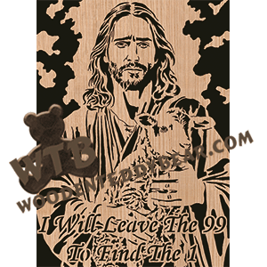 Jesus Holding Lamb #2 with Text - Advanced | Fretwork Scroll Saw Pattern | Wooden Teddy Bear