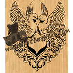 Finished example of Lovebirds #1 - Advanced | A Fretwork Scroll Saw Pattern from The Wooden Teddy Bear