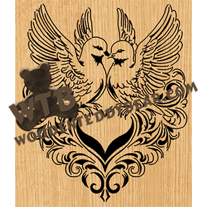 Finished example of Lovebirds #1 - Advanced | A Fretwork Scroll Saw Pattern from The Wooden Teddy Bear