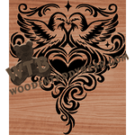 Finished example of Lovebirds #2 - Advanced | A Fretwork Scroll Saw Pattern from The Wooden Teddy Bear