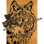 Finished example of Wolf Head - Advanced | A Fretwork Scroll Saw Pattern from The Wooden Teddy Bear