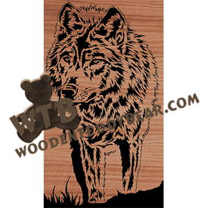Finished example of Standing Wolf - Advanced | A Fretwork Scroll Saw Pattern from The Wooden Teddy Bear