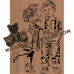 Finished example of Young Love - Our Little Secret - Advanced | A Fretwork Scroll Saw Pattern from The Wooden Teddy Bear