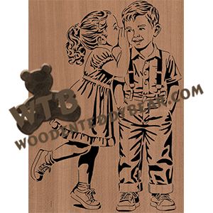 Finished example of Young Love - Our Little Secret - Advanced | A Fretwork Scroll Saw Pattern from The Wooden Teddy Bear