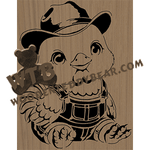 Finished example of Chicken in Overalls | A Fretwork Scroll Saw Pattern from The Wooden Teddy Bear