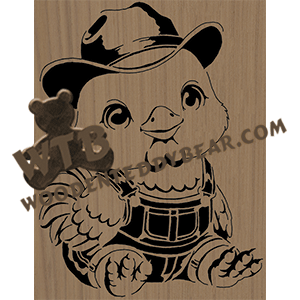 Finished example of Chicken in Overalls | A Fretwork Scroll Saw Pattern from The Wooden Teddy Bear