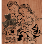 Finished example of Young Love - Here For You - Advanced | A Fretwork Scroll Saw Pattern from The Wooden Teddy Bear