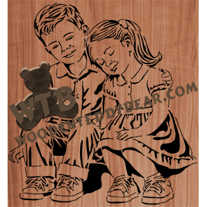 Finished example of Young Love - Here For You - Advanced | A Fretwork Scroll Saw Pattern from The Wooden Teddy Bear