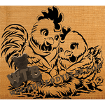 Finished example of Chicken | A Fretwork Scroll Saw Pattern from The Wooden Teddy Bear