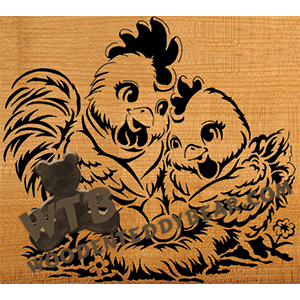 Finished example of Chicken | A Fretwork Scroll Saw Pattern from The Wooden Teddy Bear