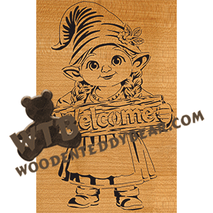 Girl Gnome with Welcome Sign