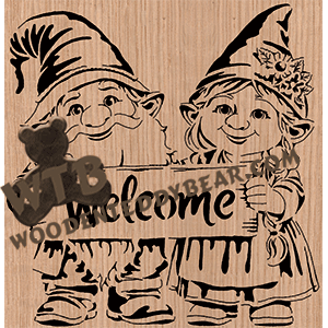 Gnome Couple with Welcome Sign