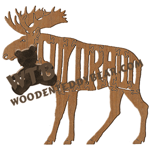 Colorado (Moose) Puzzle | Fretwork Scroll Saw Pattern | Wooden Teddy Bear