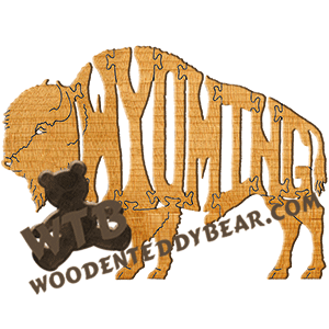 Wyoming (Bison) Puzzle | Fretwork Scroll Saw Pattern | Wooden Teddy Bear