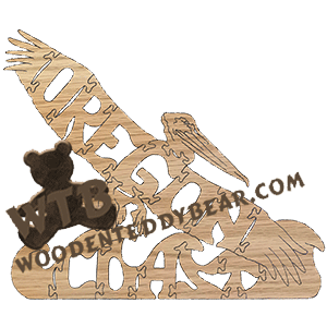 Oregon Coast (Pelican) Puzzle | Fretwork Scroll Saw Pattern | Wooden Teddy Bear