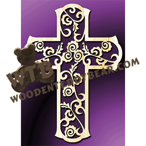 Bali Scroll Cross | Fretwork Scroll Saw Pattern | Wooden Teddy Bear