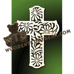 Cross with Daisies | Fretwork Scroll Saw Pattern | Wooden Teddy Bear