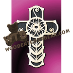 Single Flower Cross | Fretwork Scroll Saw Pattern | Wooden Teddy Bear