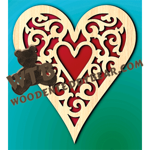 Decorative Heart #2 | Fretwork Scroll Saw Pattern | Wooden Teddy Bear
