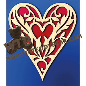 Decorative Heart #3 | Fretwork Scroll Saw Pattern | Wooden Teddy Bear