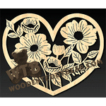 Flowers in a Heart | Fretwork Scroll Saw Pattern | Wooden Teddy Bear