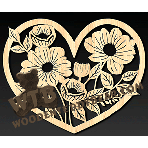 Flowers in a Heart | Fretwork Scroll Saw Pattern | Wooden Teddy Bear