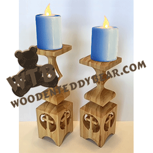 Compound Cut Tea Light Stands #4 | Fretwork Scroll Saw Pattern | Wooden Teddy Bear