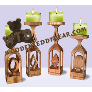 Compound Cut Tea Light Stands #5 | Fretwork Scroll Saw Pattern | Wooden Teddy Bear