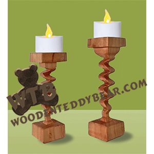 Compound Cut Spiral Candle Stands | Fretwork Scroll Saw Pattern | Wooden Teddy Bear