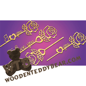 Stemmed Roses | Fretwork Scroll Saw Pattern | Wooden Teddy Bear