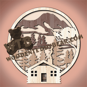 Layered Scene #2 | Fretwork Scroll Saw Pattern | Wooden Teddy Bear