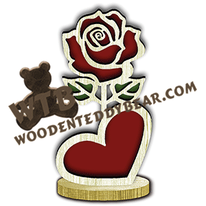 Freestanding Rose and Heart | Fretwork Scroll Saw Pattern | Wooden Teddy Bear