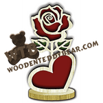 Freestanding Rose and Heart | Fretwork Scroll Saw Pattern | Wooden Teddy Bear