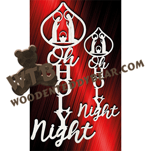 Oh Holy Night Word Art | Fretwork Scroll Saw Pattern | Wooden Teddy Bear