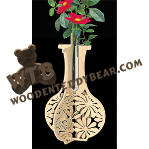 Daisy Bud Vase | Fretwork Scroll Saw Pattern | Wooden Teddy Bear