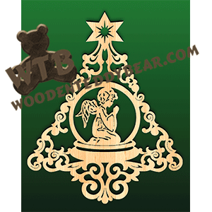 Tree with Angel Snow Globe | Fretwork Scroll Saw Pattern | Wooden Teddy Bear