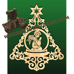 Tree with Angel Snow Globe | Fretwork Scroll Saw Pattern | Wooden Teddy Bear