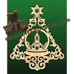 Tree with Church Snow Globe | Fretwork Scroll Saw Pattern | Wooden Teddy Bear