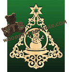 Tree with Snowman Snow Globe | Fretwork Scroll Saw Pattern | Wooden Teddy Bear