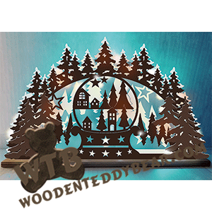 Trees Snow Globe Arch | Fretwork Scroll Saw Pattern | Wooden Teddy Bear