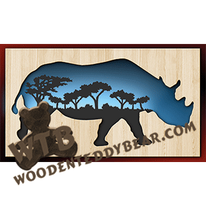 Rhinoceros Silhouette | Fretwork Scroll Saw Pattern | Wooden Teddy Bear
