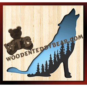 Wolf Silhouette | Fretwork Scroll Saw Pattern | Wooden Teddy Bear