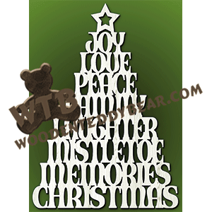 Words Christmas Tree | Fretwork Scroll Saw Pattern | Wooden Teddy Bear