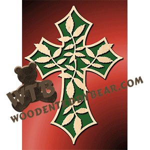 Leaves Cross | Fretwork Scroll Saw Pattern | Wooden Teddy Bear