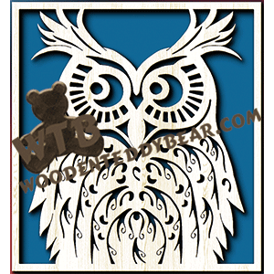 Stylized Owl #2 | Fretwork Scroll Saw Pattern | Wooden Teddy Bear