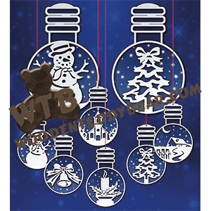 Snow Bulb Plaque & Ornament Set | Fretwork Scroll Saw Pattern | Wooden Teddy Bear